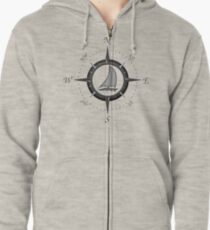 Sailboat And Compass Rose Zipped Hoodie