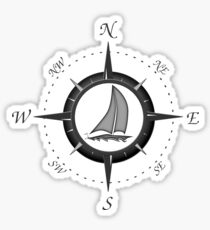 Sailboat And Compass Rose Sticker