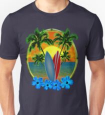 Sonnenuntergang und Surfbretter Slim Fit T-Shirt
