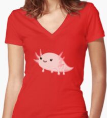 Axolotl baby kawaii Women's Fitted V-Neck T-Shirt