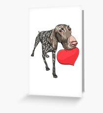 Kurzhaar with red heart Greeting Card