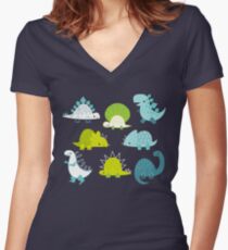 Dinosaurs Women's Fitted V-Neck T-Shirt