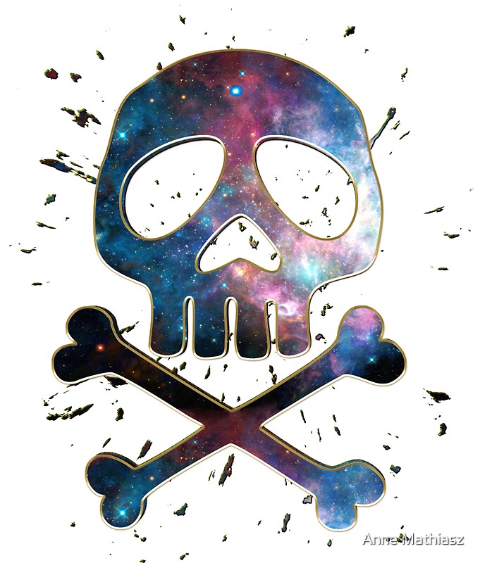 "Space Pirate, Skull, Crossbones, Captain, Bone, Anime, Comic" Stickers