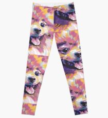 Pomeranian Dog Bright colorful pop dog art Leggings