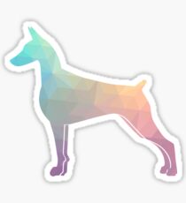 Doberman Pinscher Dog Colorful Geometric Pattern Silhouette - Pastel Sticker