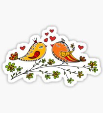 LOVE BIRDS, VALENTINE`S DAY, HEARTS, COLOR Sticker