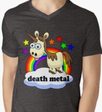 Death Metal Einhorn T-Shirt mit V-Ausschnitt für Männer
