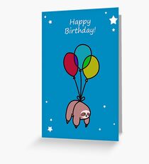 Happy Birthday Balloon Sloth Greeting Card