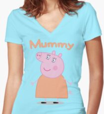 Mummy Pig Women's Fitted V-Neck T-Shirt