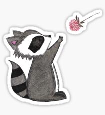 Just keep reaching. Raccoon & Raspberry Sticker