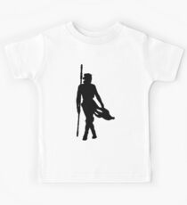 Rey with Staff Silhouette Kids Tee