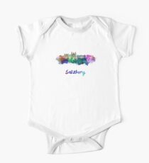 Salzburg skyline in watercolor One Piece - Short Sleeve