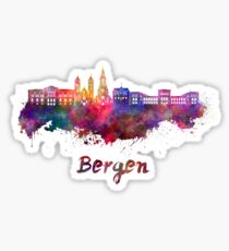 Bergen skyline in watercolor Sticker