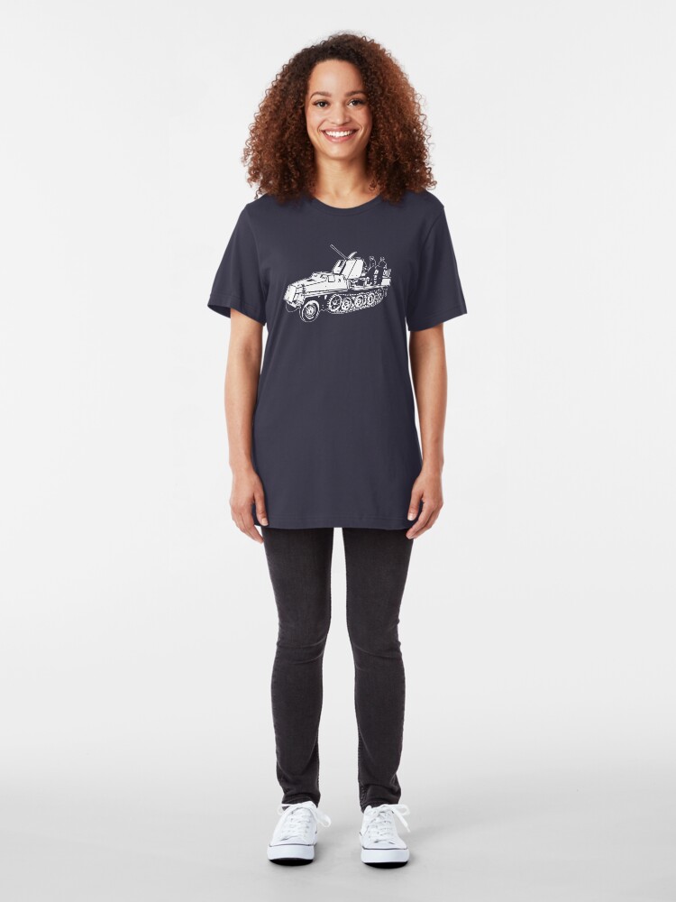 Alternate view of German Halftrack with Flak Gun Slim Fit T-Shirt