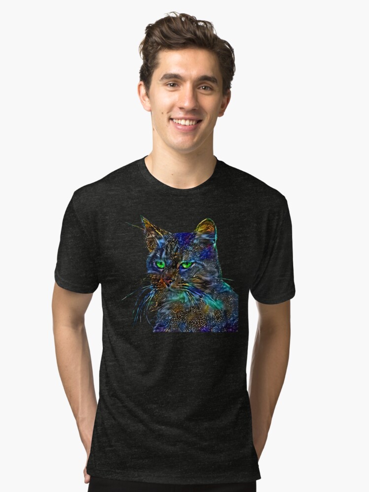 Alternate view of Artificial neural style Starry night wild cat Tri-blend T-Shirt