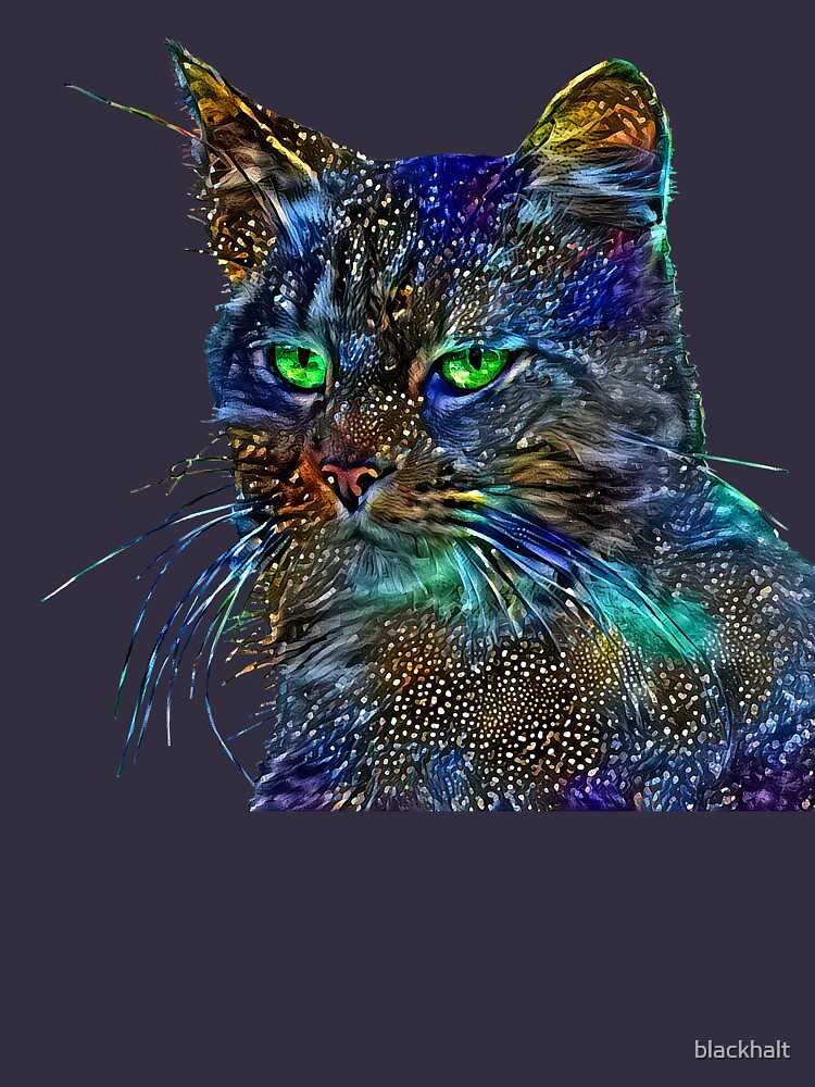 Artificial neural style Starry night wild cat by blackhalt