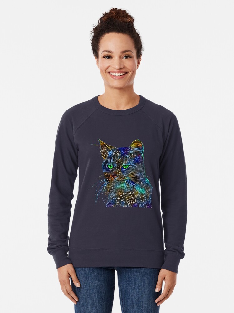 Alternate view of Artificial neural style Starry night wild cat Lightweight Sweatshirt