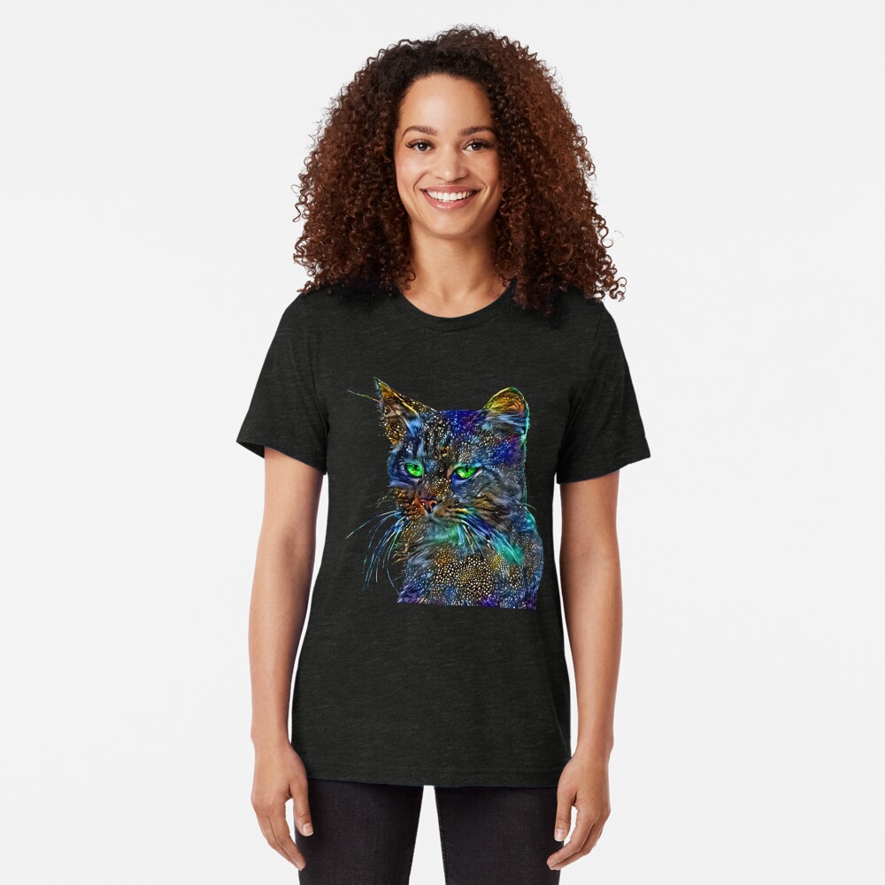 Artificial neural style Starry night wild cat Tri-blend T-Shirt