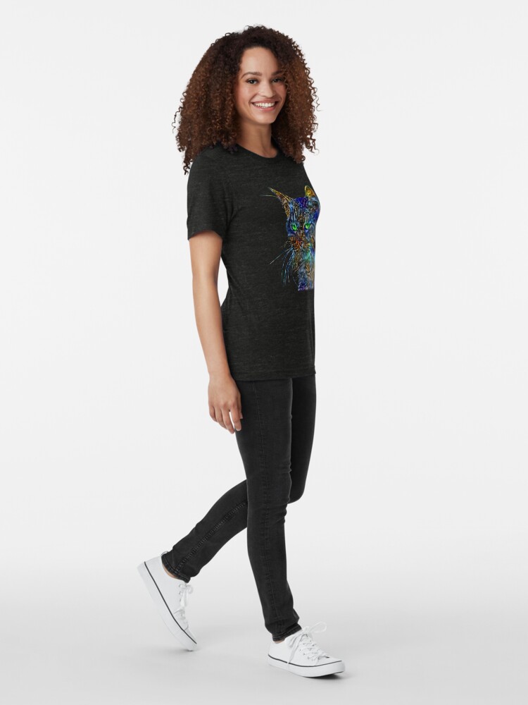 Alternate view of Artificial neural style Starry night wild cat Tri-blend T-Shirt