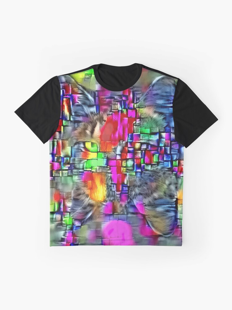 Alternate view of Artificial neural style Cubism mirror cat Graphic T-Shirt