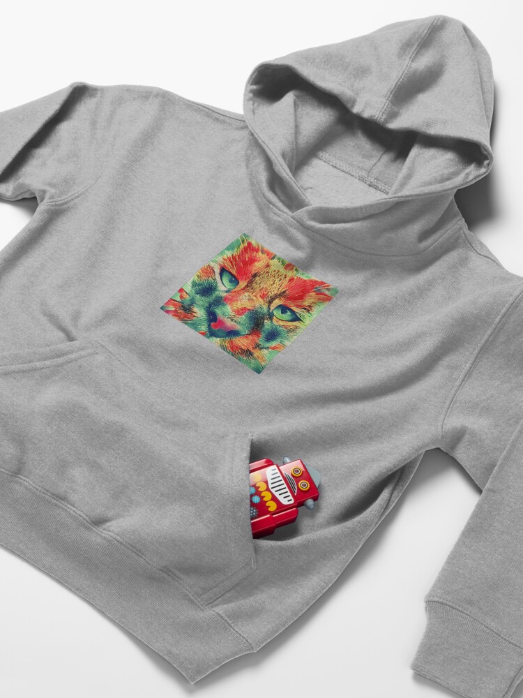 Alternate view of Artificial neural style wild cat Kids Pullover Hoodie