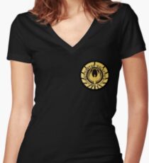 Battlestar Galactica Golden Logo Women's Fitted V-Neck T-Shirt