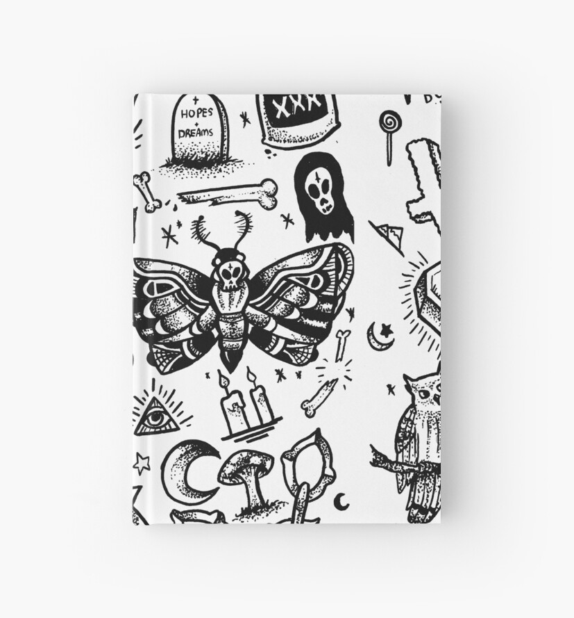 "SPOOKY TATTOO FLASH SHEET" Hardcover Journal by rhirhiart ...