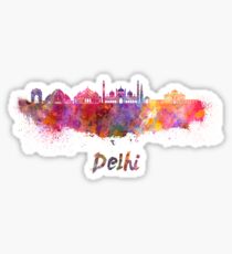 Delhi skyline in watercolor Sticker
