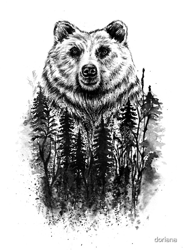 "Bear_in_the_woods" by doriana Redbubble