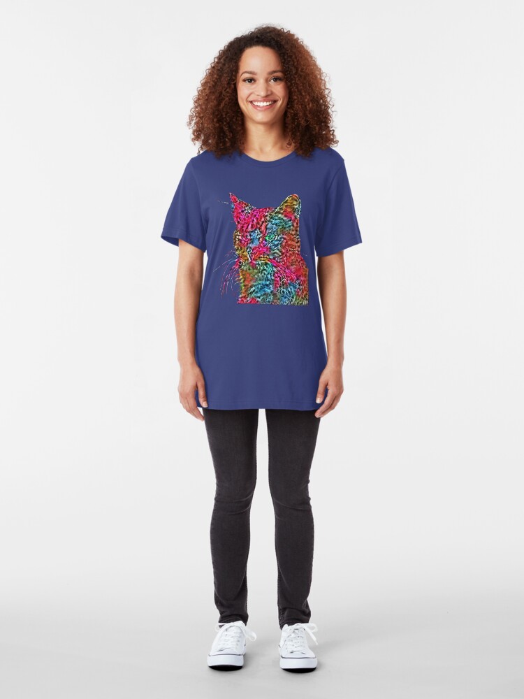 Alternate view of Artificial neural style Rose wild cat Slim Fit T-Shirt