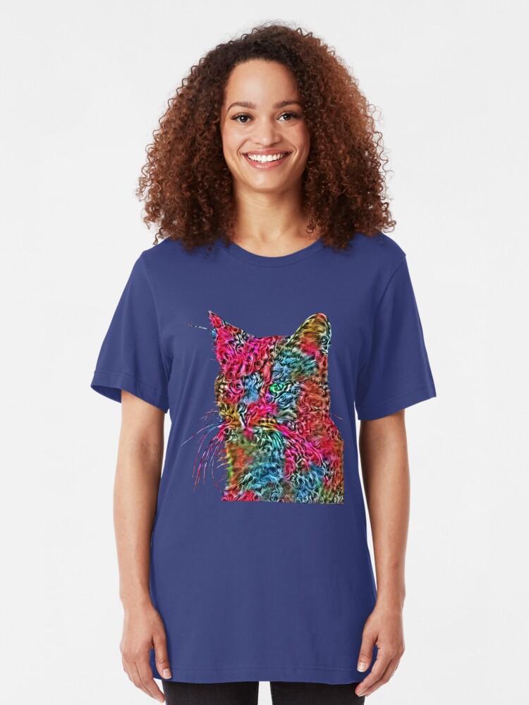 Alternate view of Artificial neural style Rose wild cat Slim Fit T-Shirt