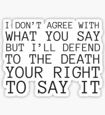 Free Speech Quote Voltaire Freedom Philosophy Sticker