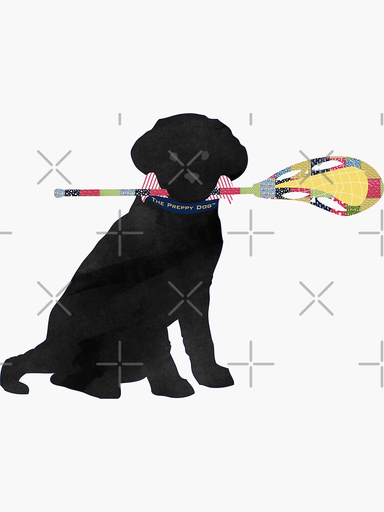 "Black Lab Retriever Lacrosse Dog" Sticker by emrdesigns Redbubble