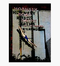 Hornsey Road Baths & Laundry neon Photographic Print