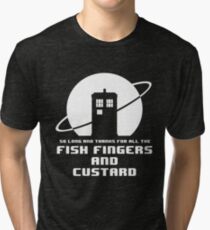 Fish Fingers and Custard White Tri-blend T-Shirt