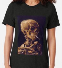 Camiseta de tejido mixto "Cráneo con un cigarrillo encendido" de Vincent Van Gogh