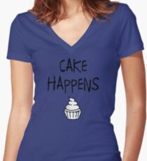 Cake Happens Women's Fitted V-Neck T-Shirt