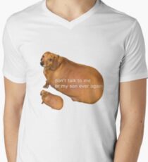 Camiseta para hombre de cuello en v No vuelvas a hablar conmigo o con mi hijo - geek