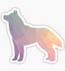 Siberian Husky Colorful Geometric Pattern Silhouette - Pastel Sticker