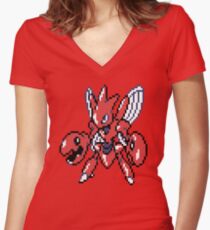 Scizor Retro Women's Fitted V-Neck T-Shirt