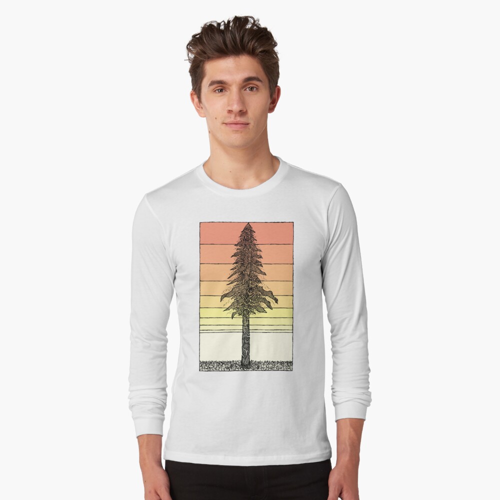 Coastal Redwood Sunset Sketch Long Sleeve T-Shirt
