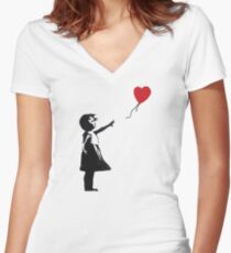 Banksy - Mädchen mit Ballon Shirt mit V-Ausschnitt