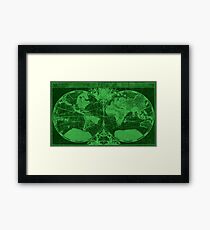 World Map (1691) Dark Green & Green Framed Print