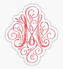 Monogram M Watercolor Typography Sticker