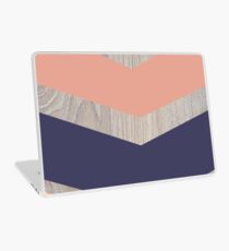 Geometrische Colorblock Woodgrain Marine Koralle Laptop Skin
