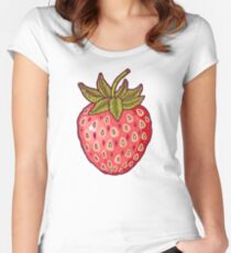 Camiseta entallada de cuello ancho campos de fresas