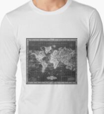 Vintage Map of The World (1833) White & Black Long Sleeve T-Shirt