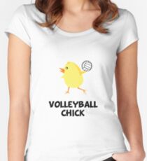 Volleyball-Küken Tailliertes Rundhals-Shirt