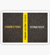 Antonym concept of MARKETING versus STRATEGY Sticker