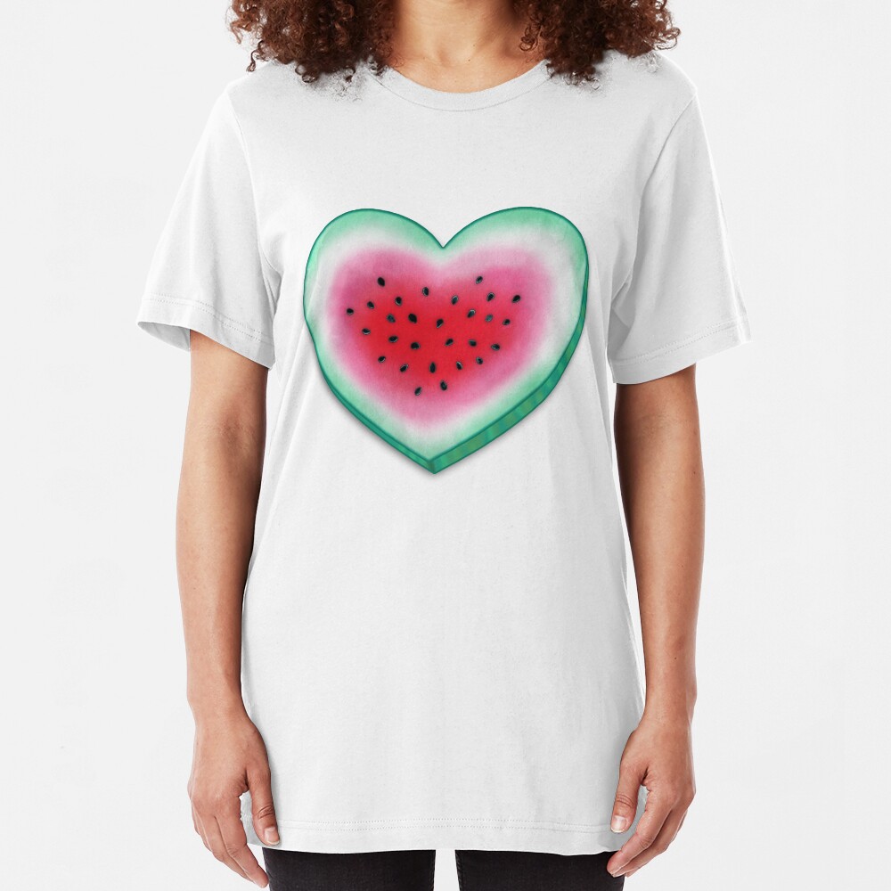 Summer Love - Watermelon Heart Slim Fit T-Shirt